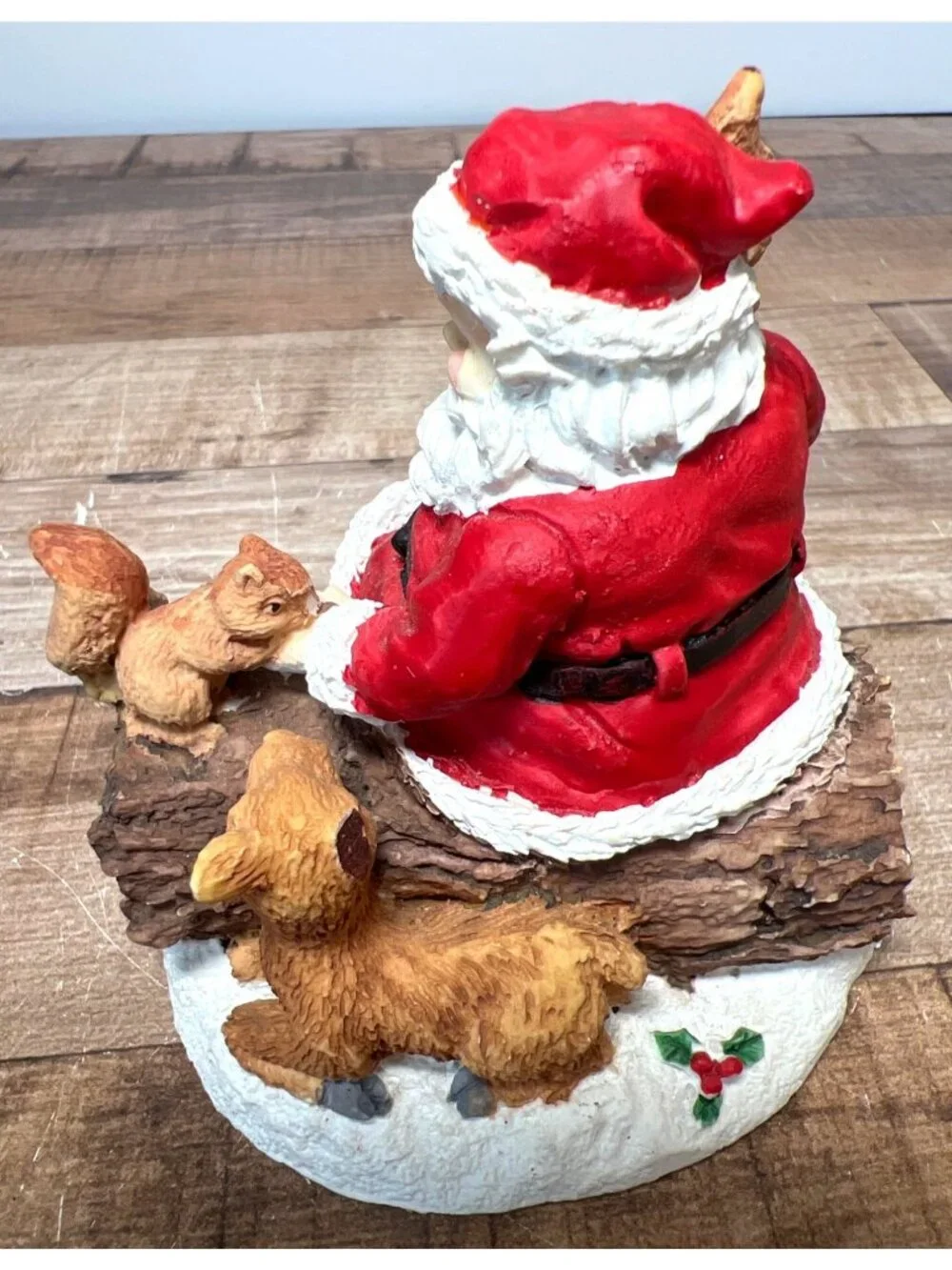 Vintage Santa Claus Figurine With Woodland Squirrels Christmas Collectible Decor